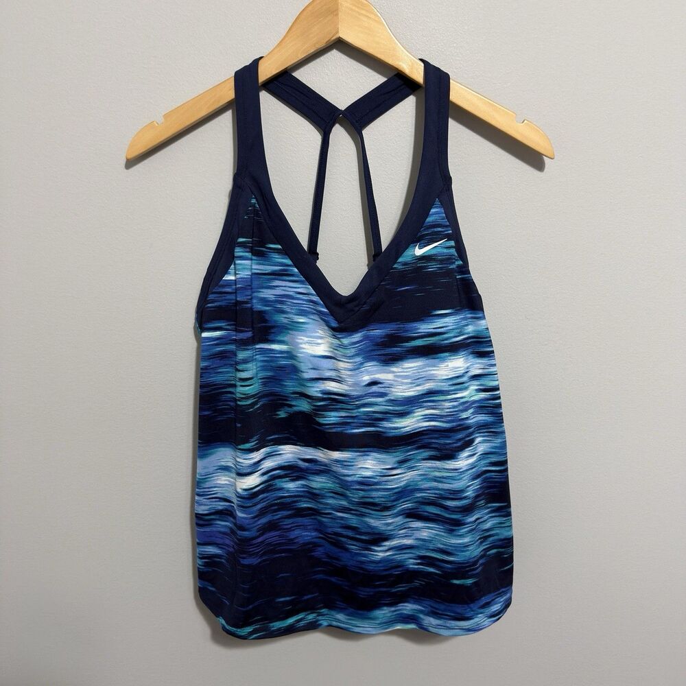 Nike Swim Women's Size Large Blue Layered Tie Dye Tankini Top